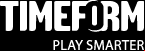 Transparent Timeform Play Smarter logo, on a blue background.